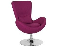 Flash Muebles Huevo Serie Lado recepción Silla, Tela, Magenta Fabric, 49 and Under
