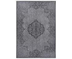 NORTHRUGS Alfombra para Interior y Exterior, 160 x 230 cm, Resistente a la Intemperie, diseño Oriental, para balcón, terraza, jardín, Invernadero, para salón, Resistente al Agua, en Color Plateado