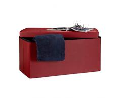Relaxdays Faltbare Sitzbank 38 x 78 x 38 cm HxBxT, 2-Sitzer m. Stauraum, Kunstleder Sitzhocker bis 300 kg, Dunkelrot Banco Asiento Plegable, Piel Sintética, Rojo Oscuro, 76x38x38 cm