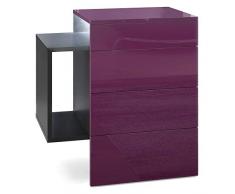 Vladon Queens - Mesilla de Noche (Cuerpo de Color Negro Mate, Parte Frontal y Parte Superior de Color Morado Brillante con Foco LED de Color Blanco)
