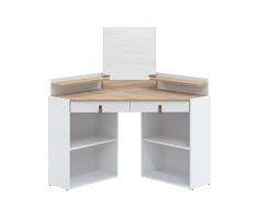 TemaHome Tocador con Brillo, Blanco y Roble, 90 x 90 x 127,8 cm, 90x90x127,8 cm