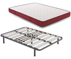 HOGAR24 SN20- Colchón Viscoelastico + Somier Multiláminas con Patas, Medida 180x180 cm. Higiénico-Transpirable.