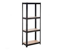 Catter House Estantería Metálica en Kit Hans Plus 60x30x148 cm con Estructura de Acero Color Negro con 4 Baldas Ajustables Soporta hasta 240 kg para Uso Doméstico y Profesional