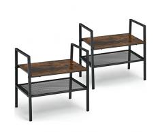 COSTWAY Juego de 2 estantes de Almacenamiento, apilables de Madera y Metal, estantería de Almacenamiento compacta para salón, Dormitorio, Entrada, Organizador con Marco de Metal