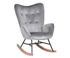 MEUBLE COSY Silla Mecedora Sillón de Relax Especial Lactancia Butaca Acolchada con reposabrazos, Respaldo Alto, de Terciopelo con Patas de Madera Metal, para salón, Dormitorio, Gris, 68x87x98cm