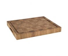 Tabla de cortar APS - tabla de quesos de madera de roble aceitada, ancho x fondo x alto: 38 x 32 x 4,5 cm, tabla de madera con ranura para zumo, con pies antideslizantes y asas empotradas