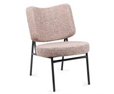 Mc Haus OSHA - Sillón Comedor de color Beige, Butaca Salón Tapizado con Reposabrazos, Asiento Acolchado cómodo y patas de metal color Negro 43,5x63x76 cm