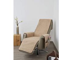 K. & N. Schurwolle Schurwoll-Sesselschoner LangFußteil-Funda para sillón, Color marrón Claro, Piel, Mittelteil ca. 200 x 50 cm, Armlehnenschoner ca. 60 x 40 cm