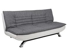 AC Design Furniture Jasper Sofá Cama Gris Claro/Blanco, con 3 Posiciones Reclinables, Moderno de 3 Plazas Sin Reposabrazos, Tapizado con Patas Cromadas, L: 196 x A: 91 x P: 98 cm