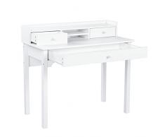 MEUBLE COSY Escritorio con Almacenamiento y 3 cajones, tocador, Mesa de Ordenador Infantil, Puestos de Trabajo informáticos de Madera, Blanco, 100x50x90.5cm