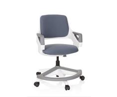 hjh OFFICE 640510 Silla giratoria para niños Kid Flex Tela Gris, Silla giratoria, reposapiés y Respaldo Regulable