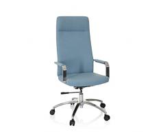 hjh OFFICE 670975 Silla de Escritorio SARANTO Plus I Tela Azul Claro, Silla de Oficina Respaldo Alto, con Reposabrazos, Estilo Retro