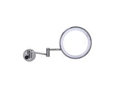 Gerson - Espejo de Pared de Aumento con Doble Brazo Luminoso LED, Cromado, diámetro 20 cm