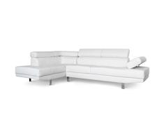 Menzzo Alfa 3327480020364 sofá esquinero con reposacabezas elevables, Poliuretano, Blanco, 163 x 260 x 72 cm