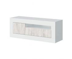 Habitdesign 036627A - Mueble de TV, modulo con Dos Puertas Acabado en Color Blanco Artik y Blanco Velho, Medidas: 139 cm (Ancho) x 53 cm (Alto) x 42 cm (Fondo)