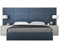VANT - Paneles de Pared con Detalles tapizados - Paquetes de 4 - Fácil de Instalar - Cabecera Twin-King Size (Peluche Terciopelo Azul Pavo Real, 76cm Ancho)