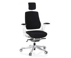 hjh OFFICE 640310 Silla de Oficina SPEKTRE Tela Negro/Blanco, Silla ejecutiva ergonómica con amplios ajustes