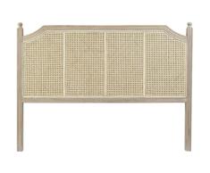 DRW Cabecero de Cama de 160 cm de Ratan con Estructura de Madera Envejecido 160x6x120 cm