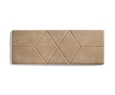 ECCOX - Cabecero de Cama Dos Rombos de Tela Antimanchas Aquaclean- Cabezal Tapizado en Tela con Acolchado de Espuma y Refuerzo Trasero - Color Camel Claro - 112 cm para Camas de 100 cm