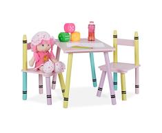 Relaxdays Grupo, Mesa 2 sillas, niñas, MDF y Madera, Asiento para habitación Infantil, Multicolor, carbón