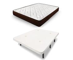 HOGAR24 ES | Cama Completa | Dream Flex 15 + Base Tapizada Blanca con Juego de Patas de 32 cm. Medida: 105x190 cm