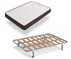 HOGAR24 ES Cama Completa-Colchón Viscobrown Reversible + Somier Basic + 4 Patas, 140x180