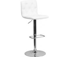 Flash Furniture - Taburete de Vinilo con Base de Cromo, diseño contemporáneo, Color Negro, Blanco, 2 Unidades