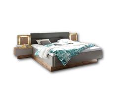 Stella Trading Capri Cama 180x200 con 2 mesillas de Noche e iluminación LED-Dormitorio Completo de Matrimonio en Aspecto de Roble Silvestre, Gris, Madera de ingeniería, 305 x 96 x 205 cm