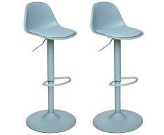 Set de 2 Taburetes de bar REGULABLES EN ALTURA COLOR AZUL|D. 45 x H. 103 cm