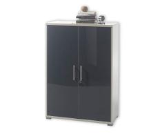 Unbekannt bgb1 Office Lux Armario de Ancho y semialto, Madera, Cuerpo: Color Gris, Vidrio Frontal Grafito Lacado, 79 x 114 x 35 cm