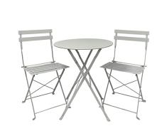 Astan Hogar Conjunto de Mesa + 2 Sillas Plegables, Balcón/Terraza, AH-GR10010BL, Blanco,