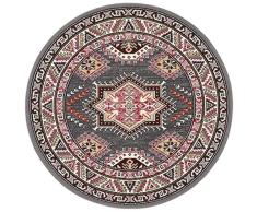 Nouristan Oriental Alfombra Redonda de Pelo Corto Saricha Belutsch Gris, diámetro de 160 cm
