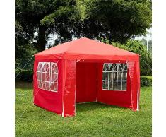 Garden Vida 3 x 3 m, Color Rojo Paneles Laterales, Carpa con Cremallera, Tienda de campaña para Fiestas al Aire Libre, toldo Impermeable con Barra de Viento, Plástico Metal, Rosso