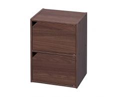 Iris Ohyama, Coqueta / Mueble con puertas / Mueble con baldas / Librería / Mueble con 2 puertas, Modular, Diseño, Oficina, Casa - Module Shelf - MDB-2D - Marrón
