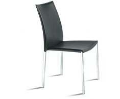 Sidney negra Silla acero inoxidable apilable tapizada polipiel imitación cuero para comedor, cocina, dormitorio, balcón , terraza interior,habitación juvenil, dormitorio, hostelería . 1 unidad