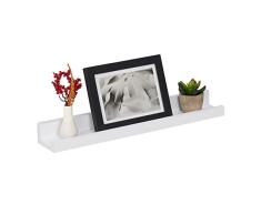 Relaxdays Listón de Fotos de 48 cm de Ancho, Estrecho, estantería de Pared para Marcos de Fotos, Libros y decoración, Tablero de Fibra de Densidad Media, Color Blanco