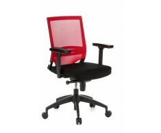 hjh OFFICE 657233 Silla de Oficina Porto Base Tela Negro/Rojo, Silla giatoria, Apoyabrazos Regulables, Respaldo en Malla Transpirable
