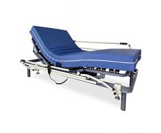 DUÉRMETE ONLINE Pack Cama Eléctrica Articulada Reforzada Ergomedic Pro + Colchón Sanitario Viscoelástico Sanivisco, Madera, Gris Antracita, 90x190 con Barandillas INOX