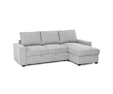 BUDWING Nina Sofá Cama 3 Plazas Chaise Longue Reversible (Lado Izquierdo o Derecho), con Almacenaje, en Tejido de Poliéster, Dimensiones Totales 239cm(Ancho) x153,5cm(Fondo) x86,5cm(Alto)