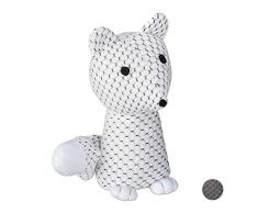 Relaxdays Tope para Puertas con Forma de Zorro, Decorativo, Relleno, 1 kg, Blanco, Poliéster y Arena, 25 x 17,5 x 12 cm