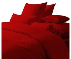 Italian Bed Linen CP-ST-2P Satin Stripes Conjunto de Cubierta de edredòn, Doble, Rojo, poliéster