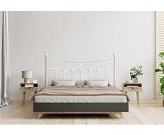 HOGAR24 ES Cabecero de Forja Mod. Coin | Camas de Matrimonio y Juvenil | Fabricado en España | Color Blanco | Cama de 105 cm.