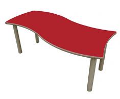 Mobeduc Mesa Infantil Rectangular Onda, Rojo Cereza, 120 x 60 cm, Talla 0