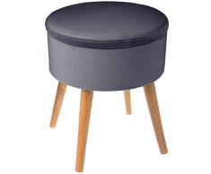 Taburete de terciopelo gris oscuro