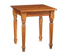 Biscottini - Mesa Cuadrada de Madera Maciza de Tilo - Estilo Country - Estilo Shabby - Estructura y Tablero de Nogal L 70 x P 70 x H 78 cm