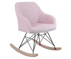 BAKAJI Mecedora, Metal Madera, Rosa, 75 x 58 x 80 cm