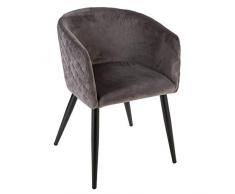 Silla de comedor de terciopelo gris Marlo