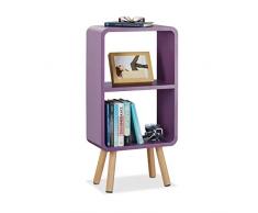 Relaxdays Estantería de Pie con 2 Estantes, Madera, Violeta, 20x40x78 cm