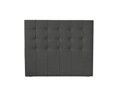 DUÉRMETE ONLINE 190 x 120 cm (Cama de 180) Cabecero Roma con Acolchado Botones | Tapizado en Polipiel de Alta Gama | Medidas, Madera, Gris