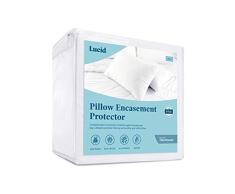 Lucid Protector de colchón – Completamente rodea el colchón para Impermeable, a Prueba de alérgenos, a Prueba de Insectos, Blanco, King Pillow Protector Set (2)